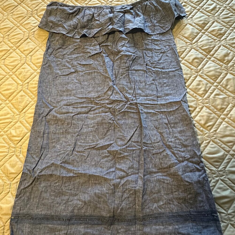 Reitmans Blue Linen Blend Dress | Size Medium | Breathable Summer Casual